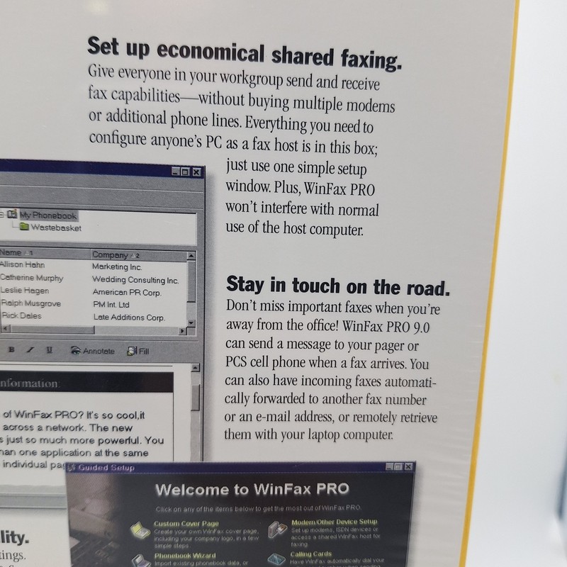 Symantec WinFax Pro Version 9.0 BRAND NEW FACTORY SEALED vintage Windows PC gallery