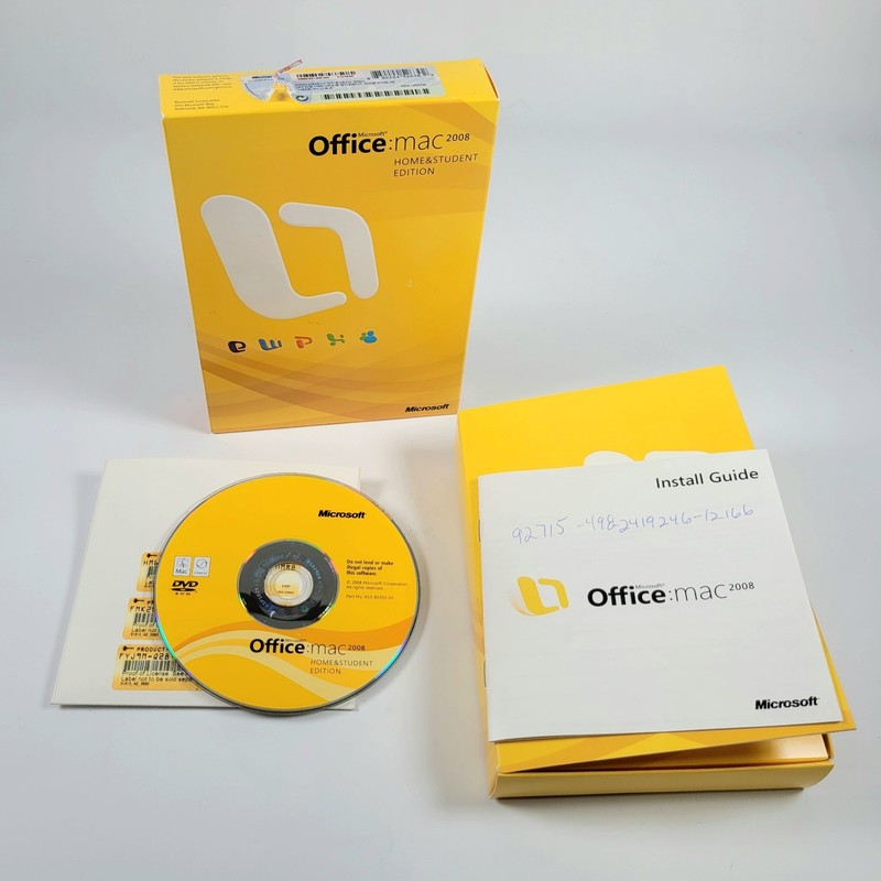 Microsoft Office 2008 Home and Student Edition for MAC CD Software with KEY S/N
