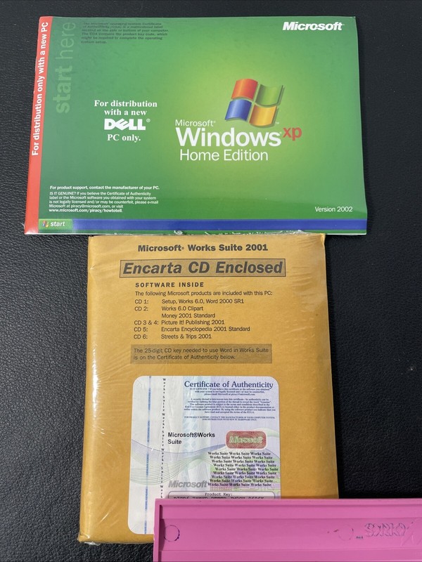 Microsoft Works Suite 2001 New Sealed 6 CDs And DELL Windows XP Home Edition