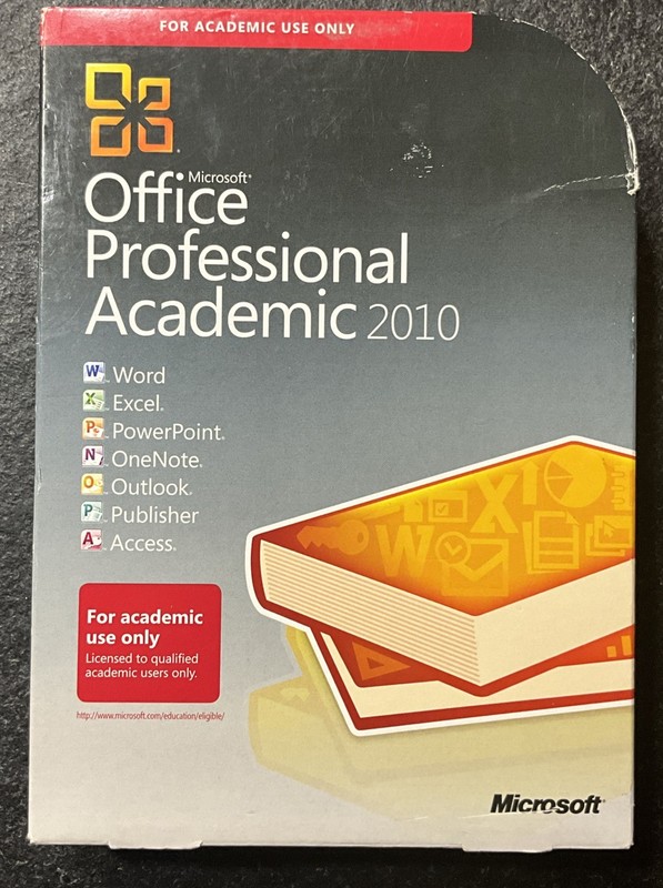 MICROSOFT OFFICE PROFESSIONAL ACADEMIC 2010 W/KEY USED VGC