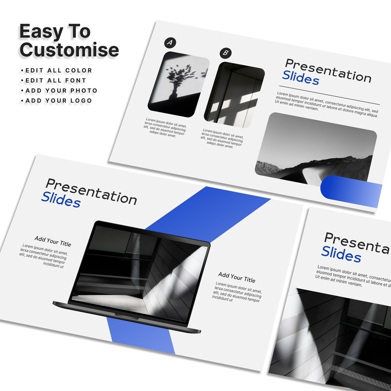 Modern PowerPoint Template - Minimalist White, Blue & Black for Business gallery