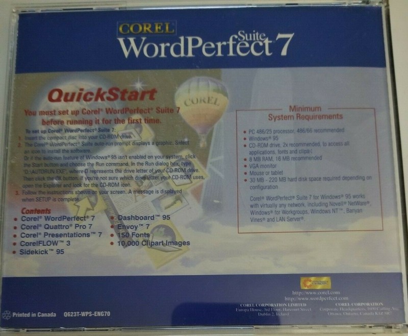 Corel WordPerfect Suite 7 Windows CD Complete with Manual. ~Mint~. gallery