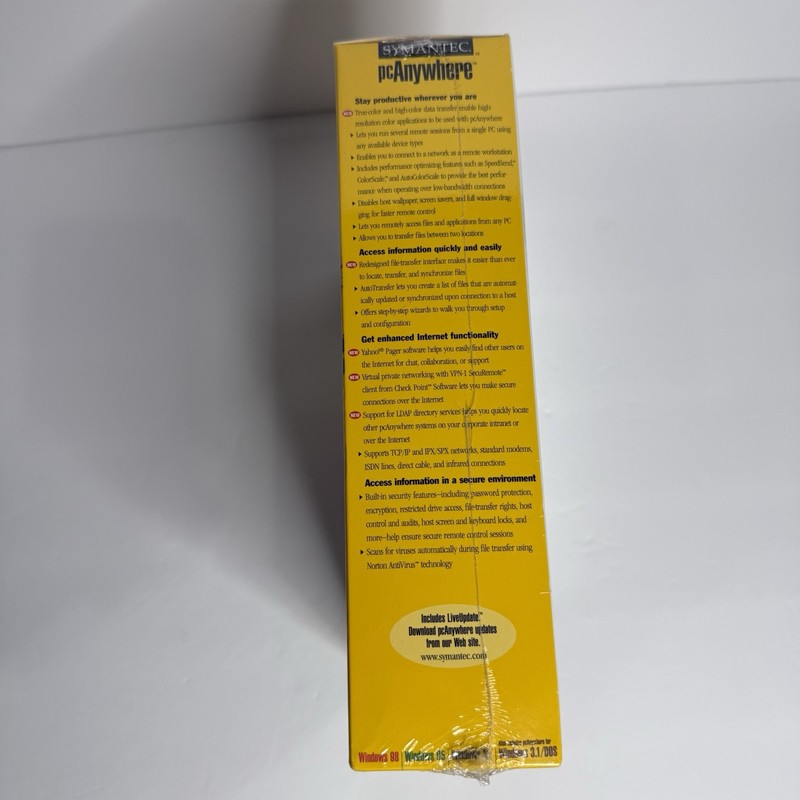 Symantec pcANYWHERE 9.0 Computer Software Brand New Factory SEALED 2000 gallery