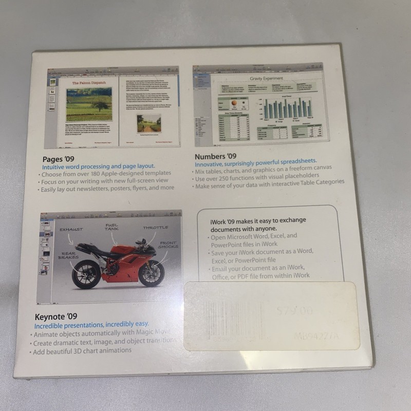 Apple iWork '09 V9.0.1 Retail MB942Z/A Pages Numbers Keynote Software Mac sealed gallery