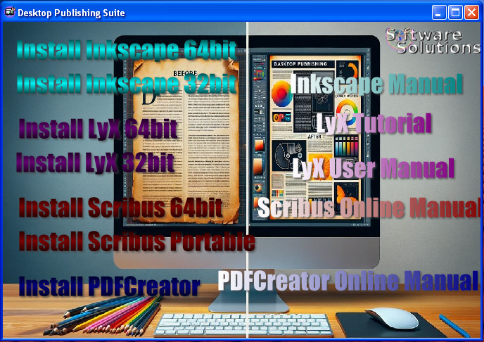 Desktop Publishing Suite software for Home and Business use royalty free!!
