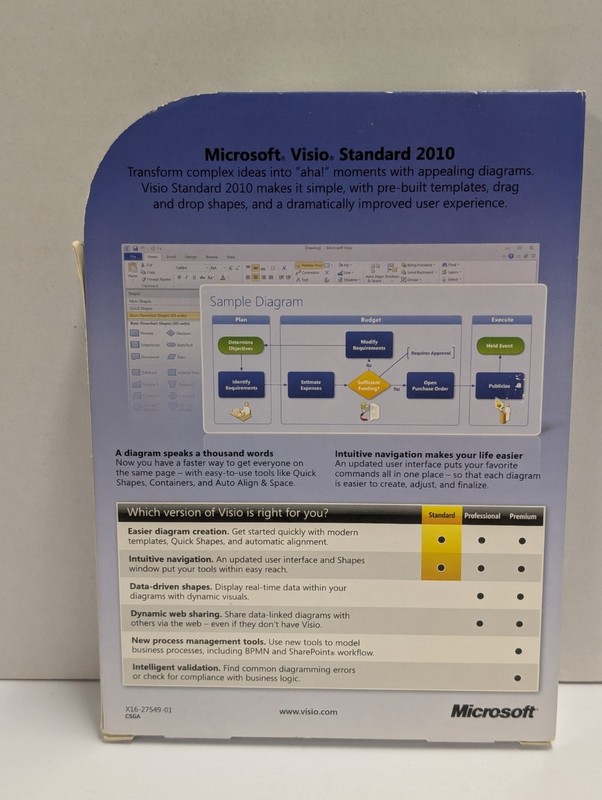 Microsoft Visio Standard 2010 Used Product Key Code Disc DVD Original Packaging gallery