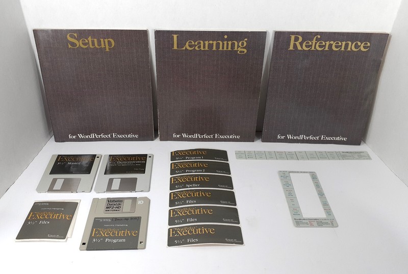 1987 WordPerfect Executive Manuals 3.5" Floppy Disks w Labels Original Vintage
