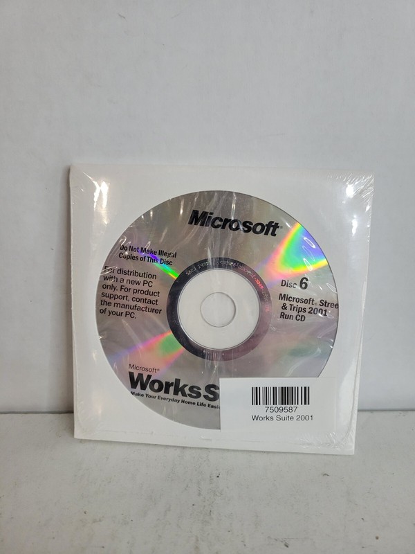 Microsoft Works Suite 2001 PC Complete 6 CD Set Discs
