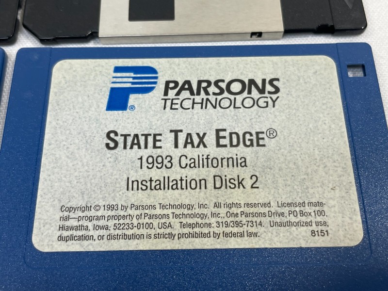 Vintage 1993 Parsons Technology Software State & Personal Tax Edge 3.5" Floppy 4 gallery