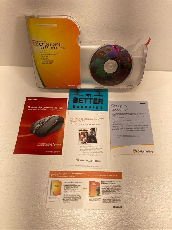 Microsoft MS Office Home and Student 2007 Word Excel PowerPoint OneNote W/ Key