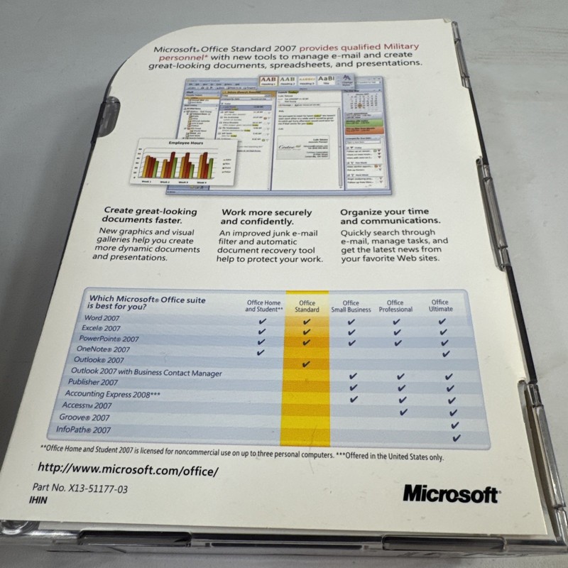 NEW SEALED Microsoft Office Standard 2007 Word Excel 021-08717 Military Edition gallery