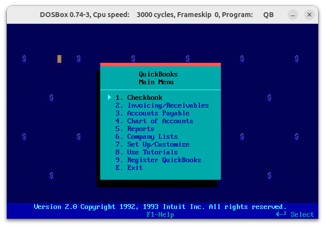 Vintage Software: Intuit Quickbooks 2.0 for DOS-3.5" Diskettes-One Owner-Tested gallery