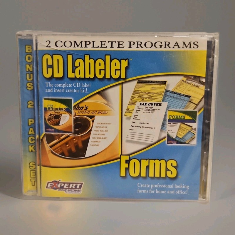 Expert Vintage Software CD Labeler & Forms Bonus 2 Disc Set Sealed