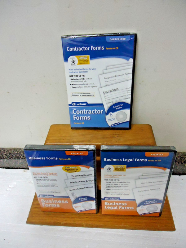 3 NEW! Adams Business, Contractor & Legal Forms on CD ROM’s! FREE Shipping!