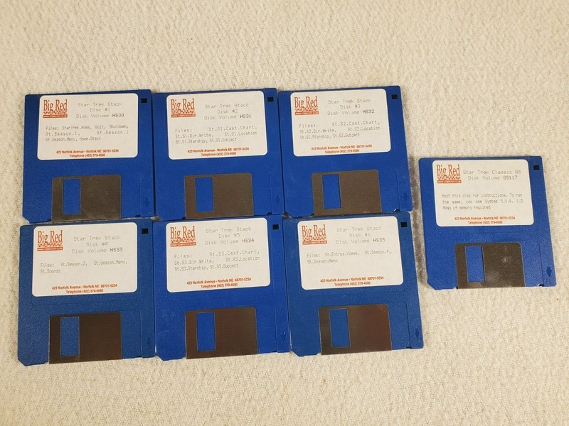 Vtg BigRed Apple Macintosh 3.5" Floppy Disk Star Trek HyperCard Stack Season 1-4