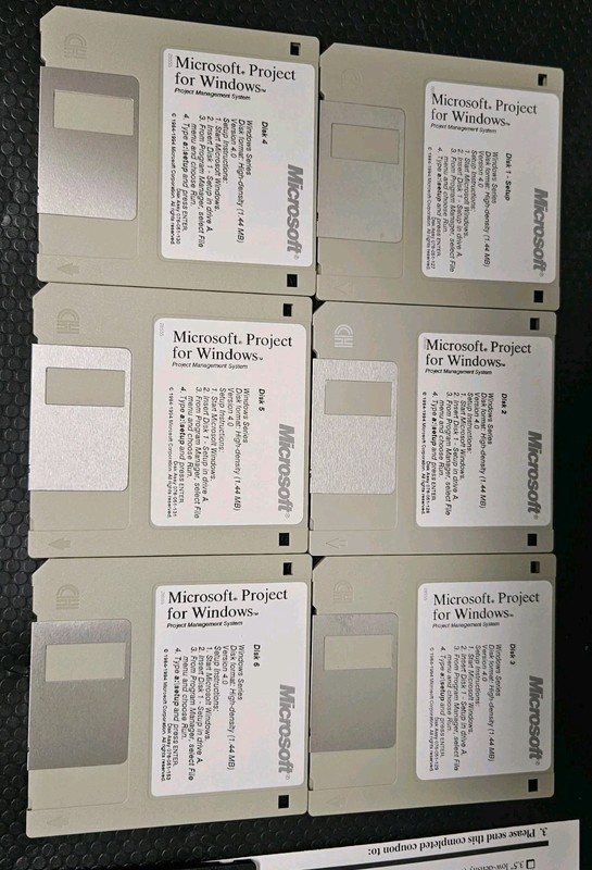 Windows Microsoft Project v4.0 Vintage Software 3.5" DISKETTES *Untested As-Is* gallery
