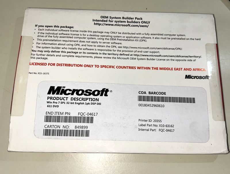 Microsoft Windows Vista Business SP1 32 Bit 1pk DSP with Product Key DVD