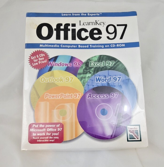Learn Key Microsoft Office 97 PC Training Software CD ROM Set Windows 98 Sealed