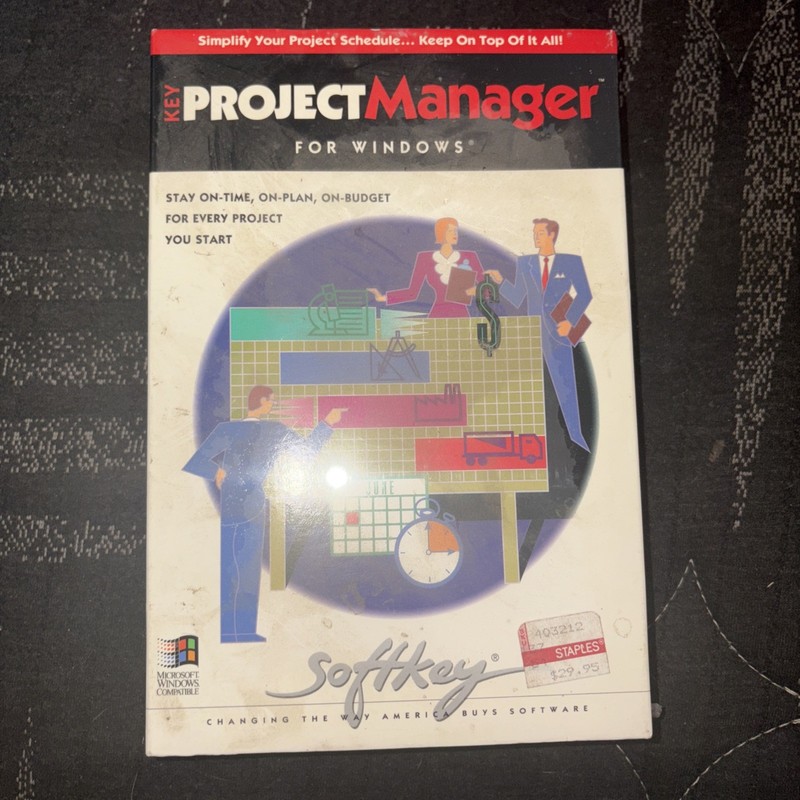 Key Project Manager For Windows 3.1, DOS 3.0 CIB SoftKey Software Vintage 90’s