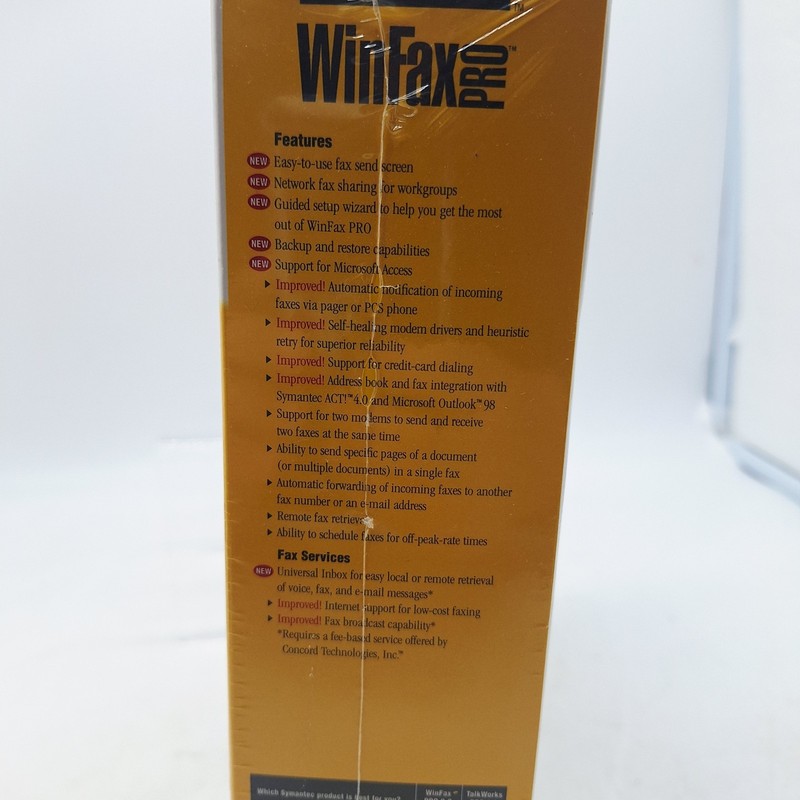 Symantec WinFax Pro Version 9.0 BRAND NEW FACTORY SEALED vintage Windows PC gallery