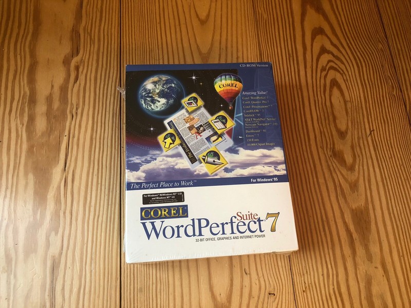 VTG Corel WordPerfect 7 Suite Software For Windows 95 Brand New Old Stock Sealed