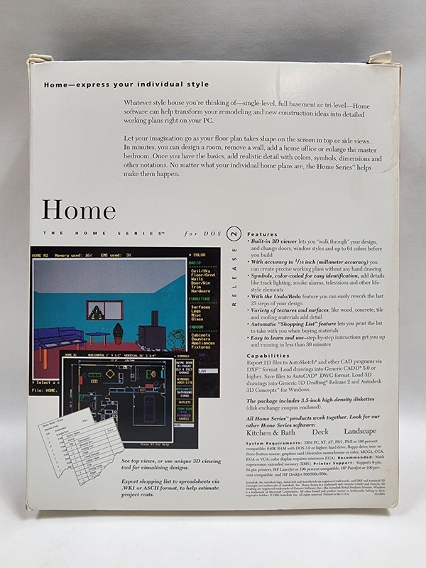 Vintage 1993 Autodesk 3D Plan Home Series with Diskettes & Manuals DOS 2 Release gallery