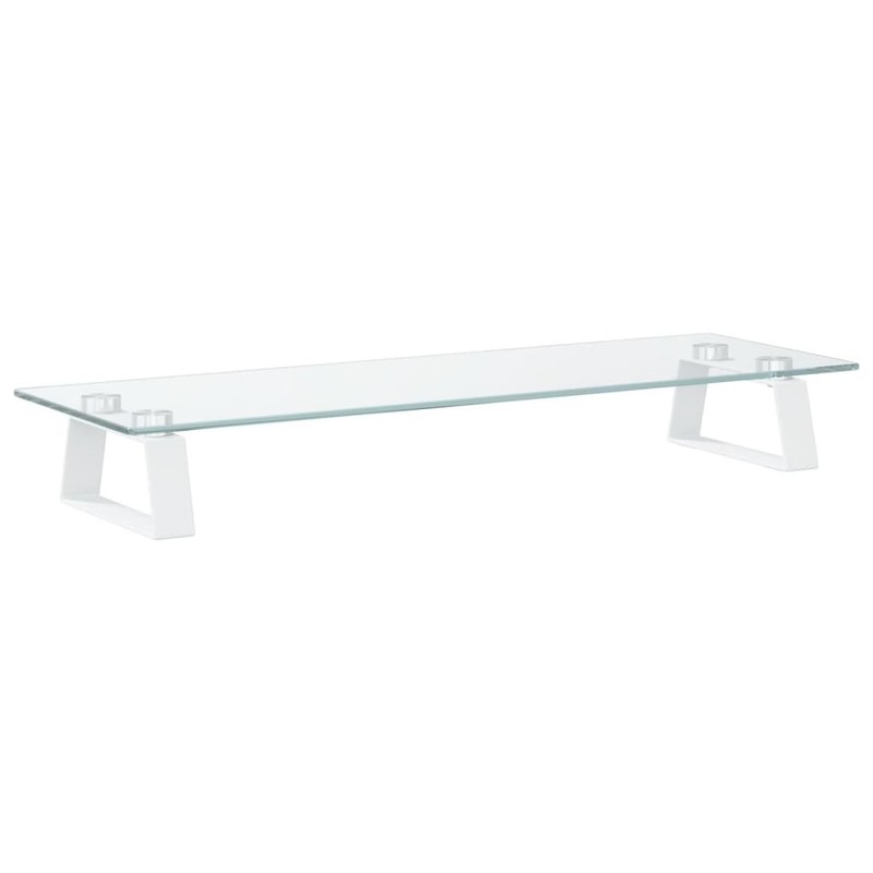 Monitor Stand White 23.6"x7.9"x3.1" Tempered Glass and Metal gallery