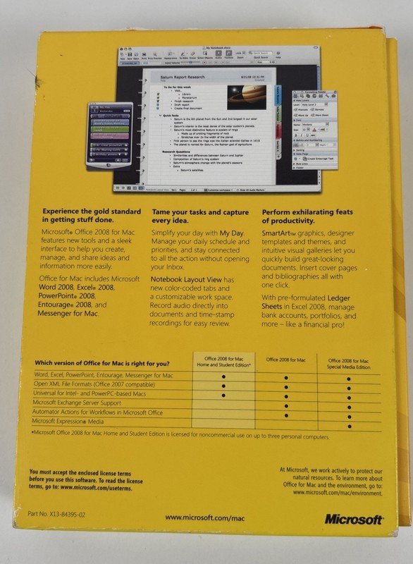 Microsoft Office Mac 2008 Home & Student Edition w/ 3 Product Keys gallery