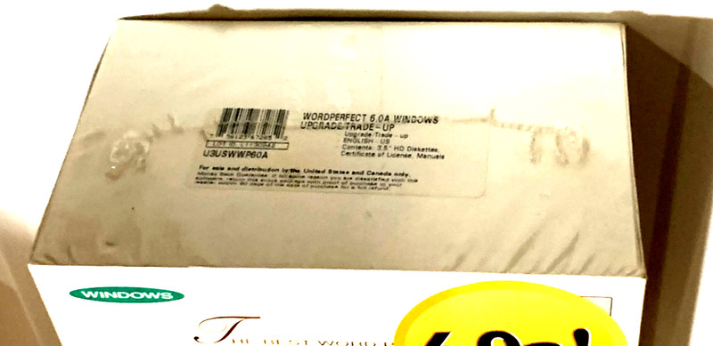 WordPerfect Upgrade 6.0a For Windows 3.1 Unused New Sealed Box gallery