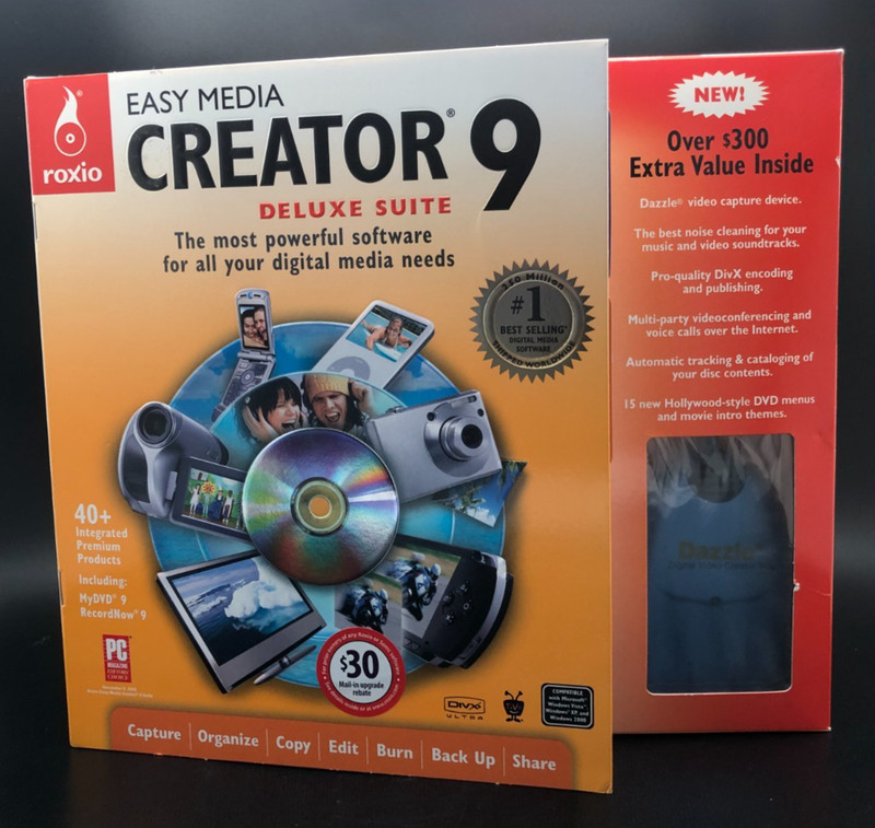 Roxio Easy Media Creator 9 Deluxe Suite 231200 With Dazzle Video Capture Device