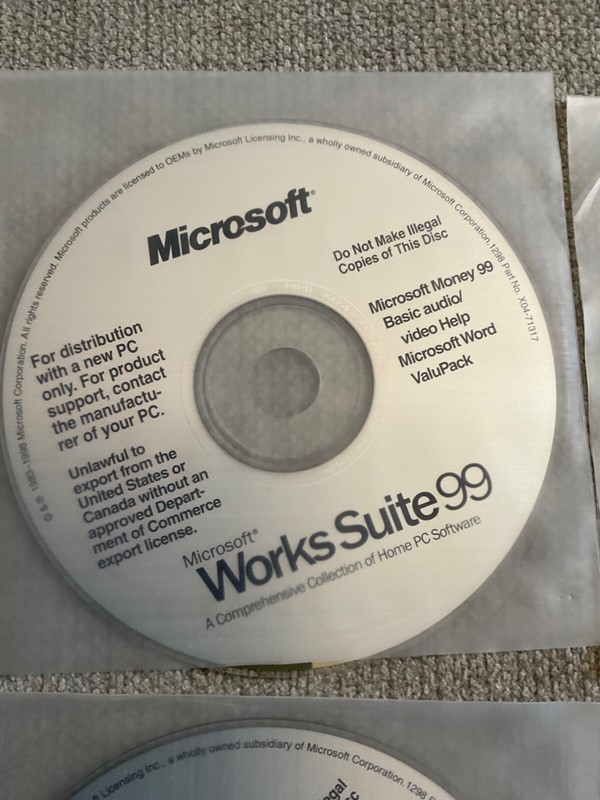 Microsoft Works Suite 99 4 Disc Set Word 97 Works 4.5 etc Money Graphics Setup gallery