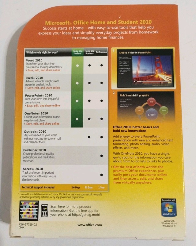 Microsoft Office 2010 Home and Student Family Pack Licensed For 3PCs Retail Box gallery