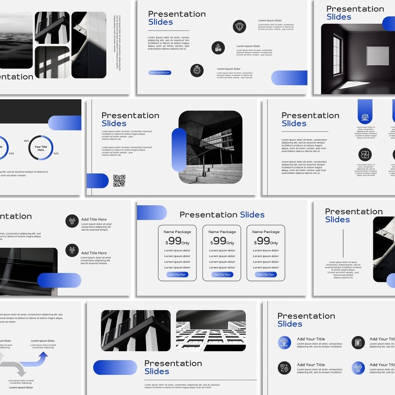 Modern PowerPoint Template - Minimalist White, Blue & Black for Business gallery