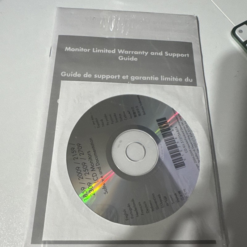 HP Software Documentation LCD Monitors 1859 2009 2159 2309 CD Kit Windows Disc