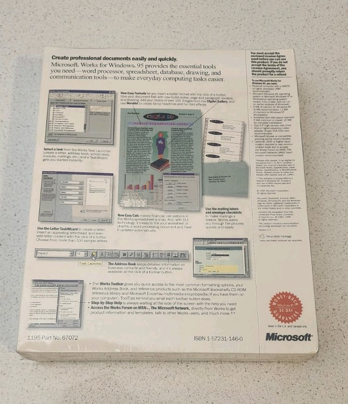 **NEW SEALED* *Microsoft Works Windows 95 - Original Vintage Software gallery