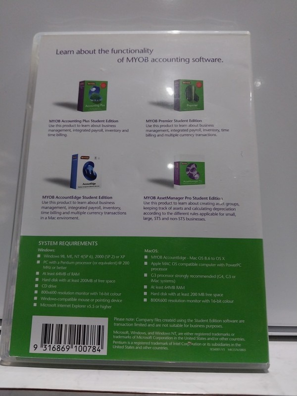 MYOB v3.0 Software CD-Rom For Windows & Mac OS Student Edition gallery