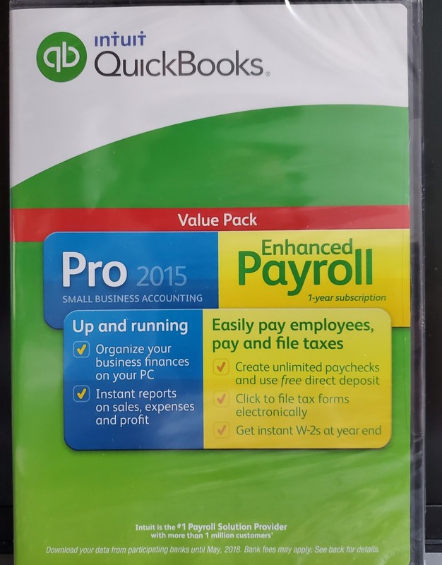 QuickBooks 2015 Desktop Pro Windows Accounting + Enhanced Payroll- SEALED
