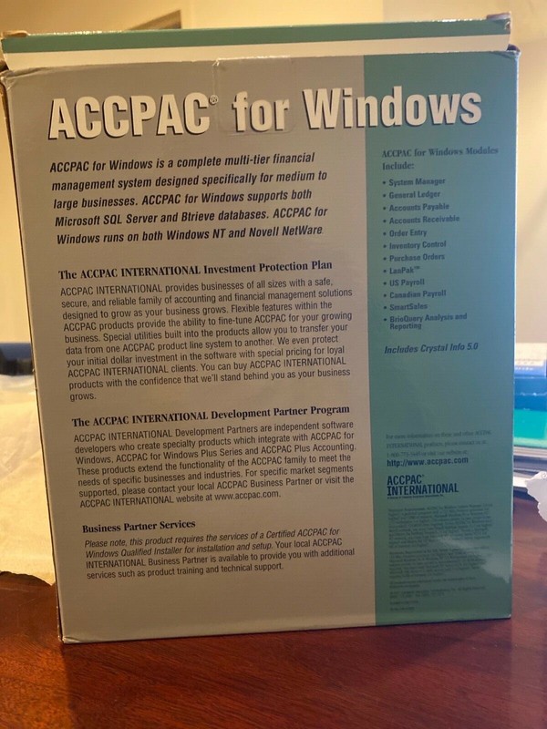 NEWACCPAC For Windows 3.0A System Manager with Crystal Info 5.0.CD+Key+Btreive. gallery