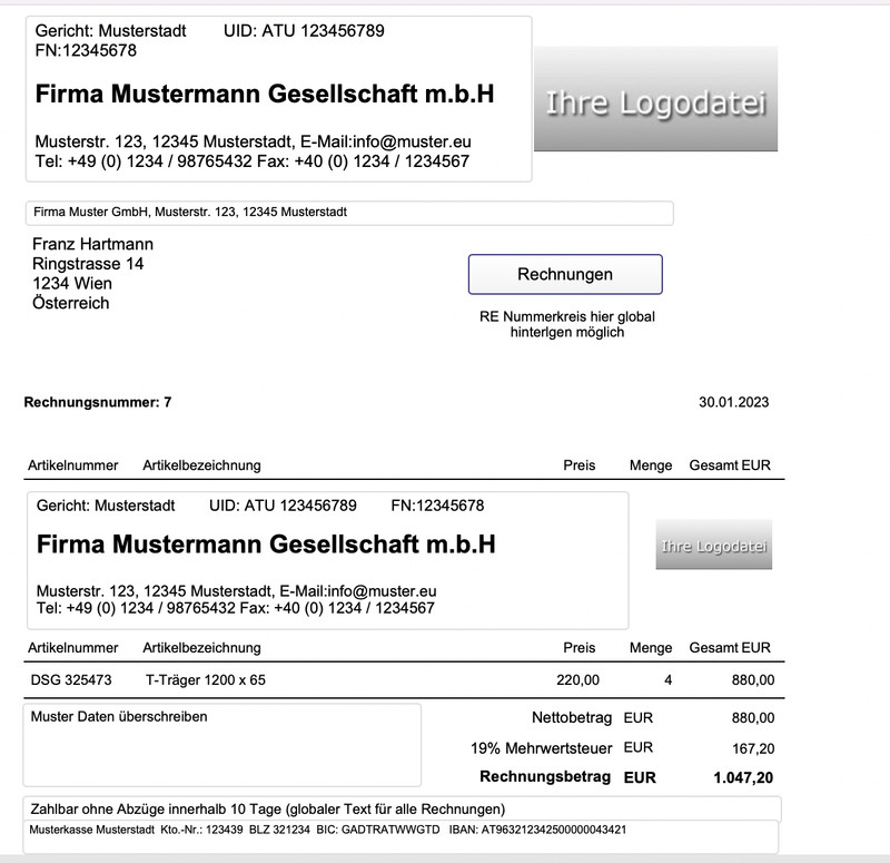 Rechnungsprogramm Rechnung schreiben Rechnungssoftware simpel Minimalist Eingabe