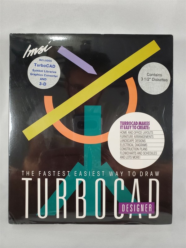 TurboCad Designer 1990s Software 3.5" Floppy Disks *Factory Sealed Box* IMS, Inc