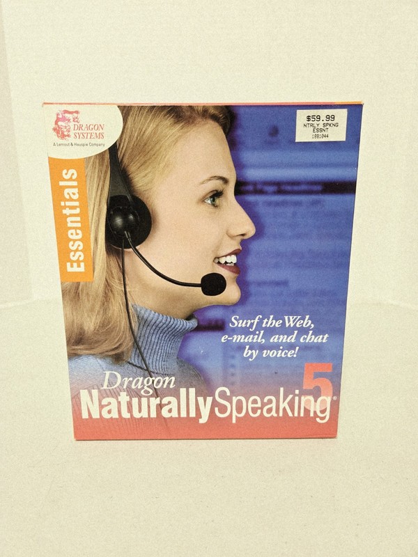 Dragon Naturally Speaking 5 Essentials w/Microphone Headset NEW, OPEN BOX