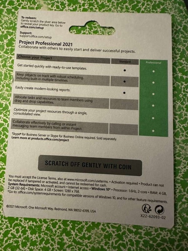 Microsoft Project 2021 Professional - Full Version License - Sealed Retail Card gallery