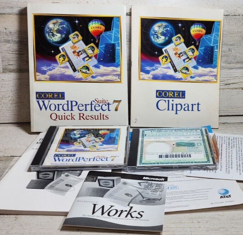 Vintage Corel WordPerfect 7 Suite Software For Windows 95