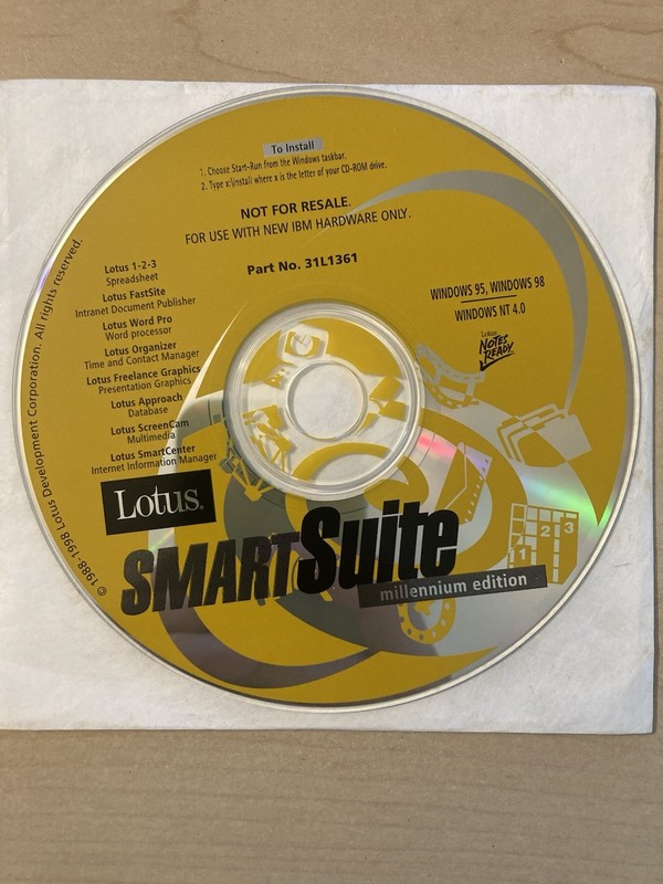 Lotus SmartSuite 9.0 Millennium Edition Software CD Windows 7/XP/2000/98