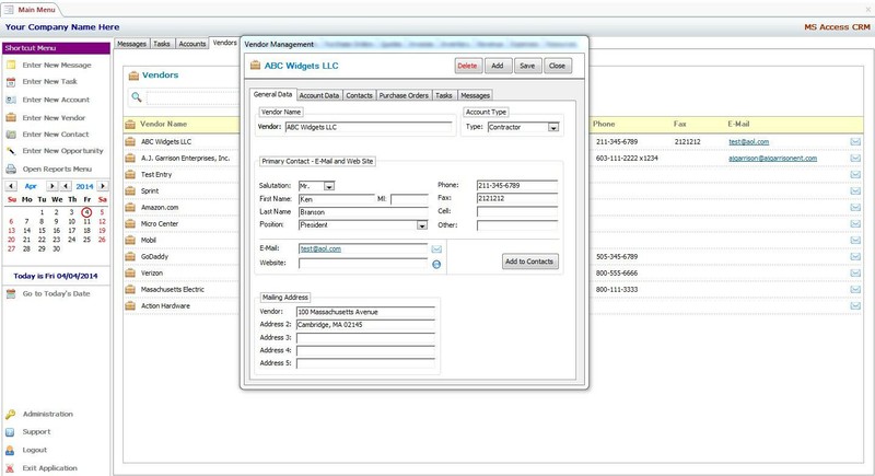 MS Access Based CRM Software - Use As-Is or Customizable gallery