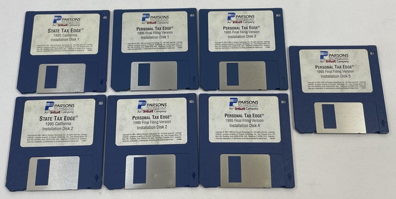 Vintage 1995 Parsons Technology Software State & Personal Tax Edge 3.5" Floppy 7