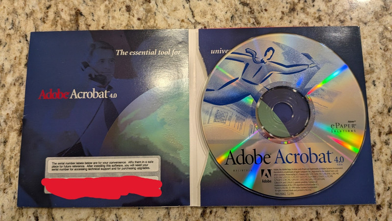 Adobe Acrobat 4.0 for Macintosh CD and sleeve With Serial Number gallery