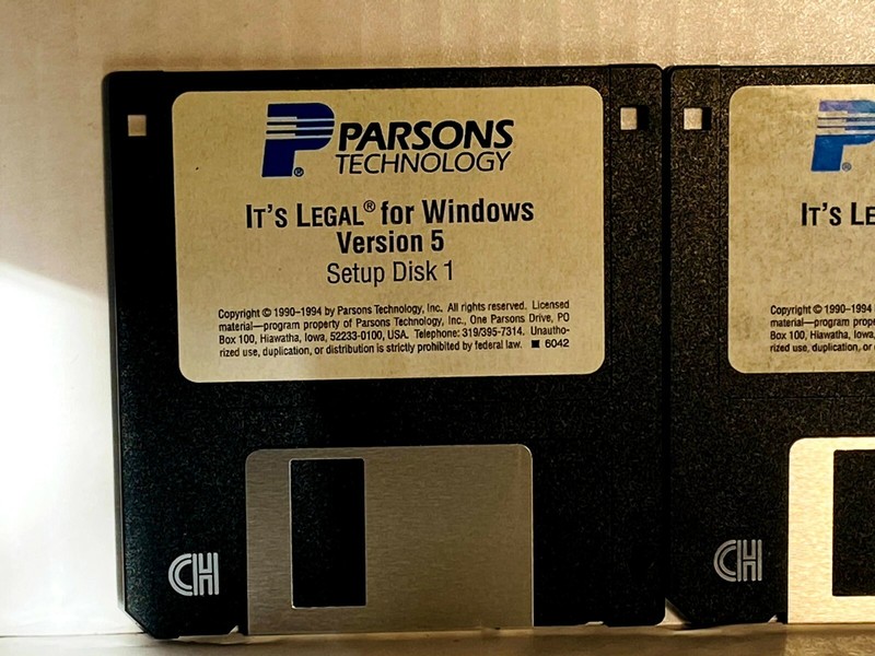 Parsons ® Technology ITS LEGAL for Windows version 5 Disc 1-3,3.5" Floppy- LIL-C gallery