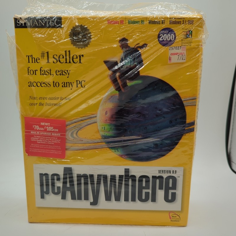 SYMANTEC PC Anywhere Version 9.0 Software w/ CD-ROM and Cables NEVER USED – CS10