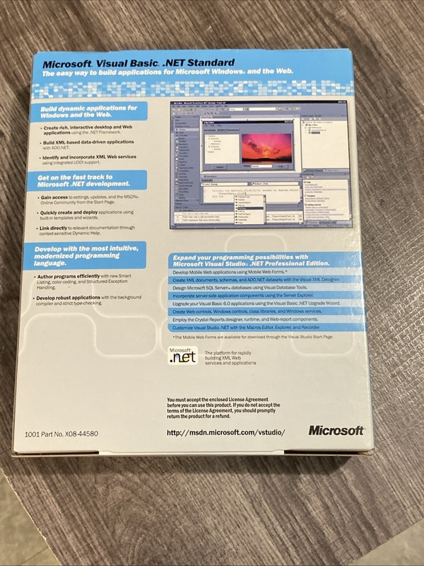 Microsoft Visual Basic .net Standard 2002 Open Box Complete gallery